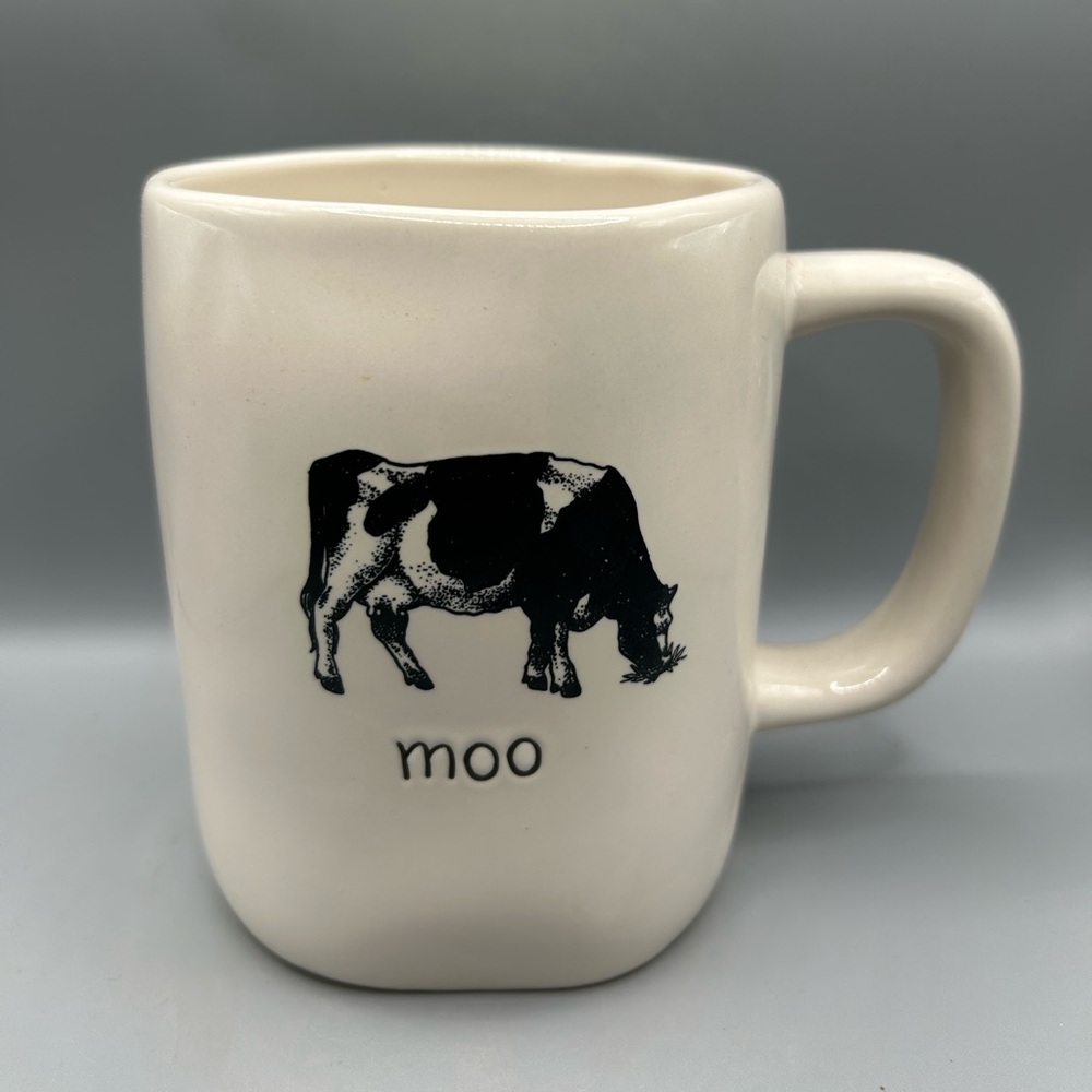 Rae Dunn Farmline Collection MOO Cow Mug FARMHOUSE Black And White NEW